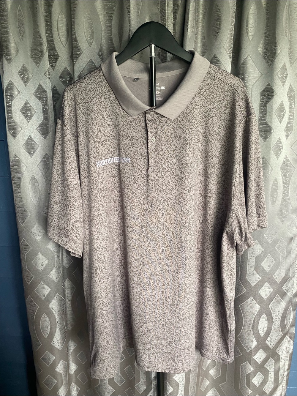 Under Armour Northwestern Wildcats Polo Gray Textured Performance Men’s 3XL